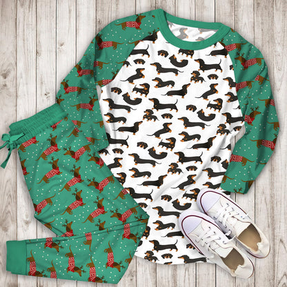 Dachshund Pajama Set | Pajamas | Cotton Sleepwear Sets | Soft Long Sleeve Pjs | Raglan Shirt and Pants Set