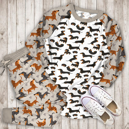 Dachshund Pajama Set | Pajamas | Cotton Sleepwear Sets | Soft Long Sleeve Pjs | Raglan Shirt and Pants Set