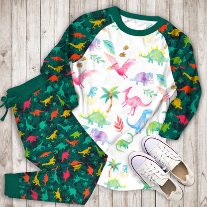 Dinosaur Pajama Set | Pajamas | Cotton Sleepwear Sets | Soft Long Sleeve Pjs | Raglan Shirt and Pants Set