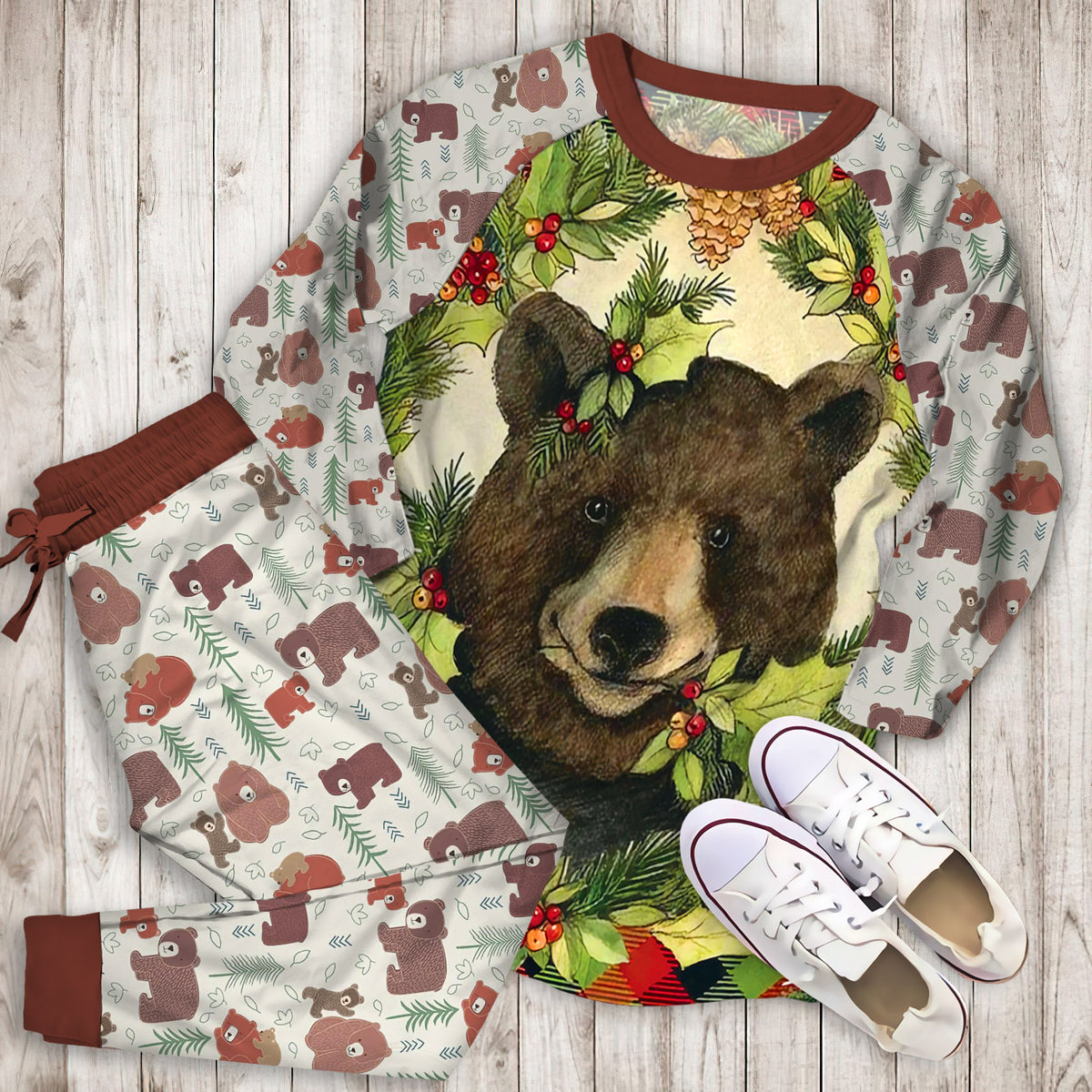 Bear Pajama Set | Pajamas | Cotton Sleepwear Sets | Soft Long Sleeve Pjs | Raglan Shirt and Pants Set