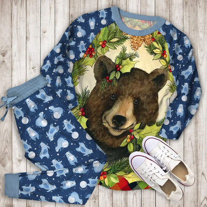 Bear Pajama Set | Pajamas | Cotton Sleepwear Sets | Soft Long Sleeve Pjs | Raglan Shirt and Pants Set