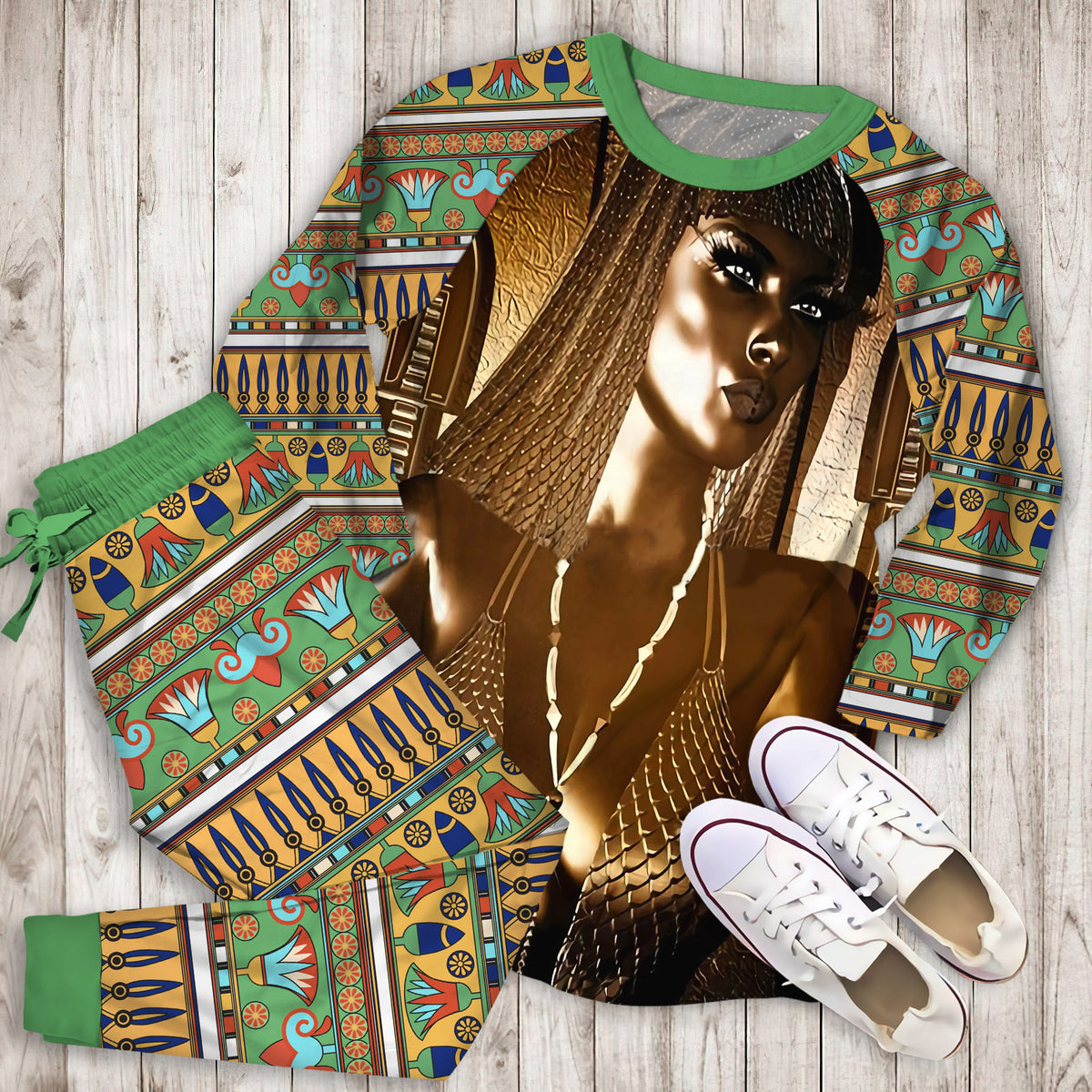 Ancient Egypt Pajama Set | Pajamas | Cotton Sleepwear Sets | Soft Long Sleeve Pjs | Raglan Shirt and Pants Set
