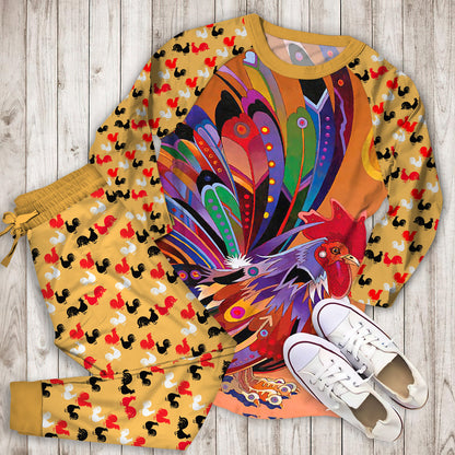 Rooster Color Pajama Set |Sleepwear Pjs Sets | Raglan Shirt Pants Set