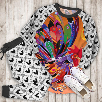 Rooster Color Pajama Set |Sleepwear Pjs Sets | Raglan Shirt Pants Set