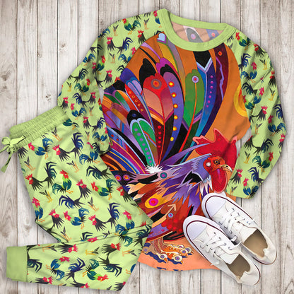 Rooster Color Pajama Set |Sleepwear Pjs Sets | Raglan Shirt Pants Set
