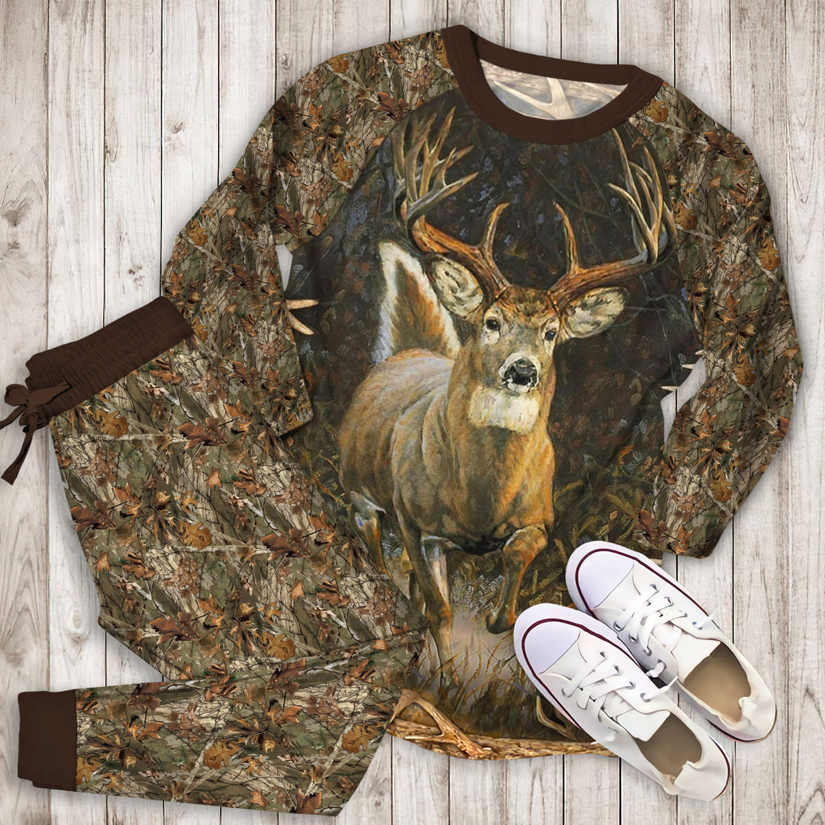 Hunting Deer Pajama Set |Sleepwear Pjs Sets | Raglan Shirt Pants Set