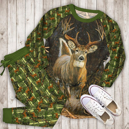 Hunting Deer Pajama Set |Sleepwear Pjs Sets | Raglan Shirt Pants Set