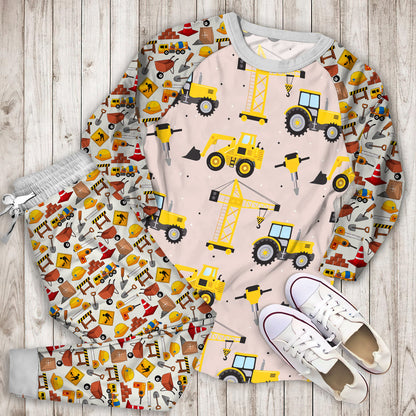 Construction Truck Pajama Set |Sleepwear Pjs Sets | Raglan Shirt Pants Set