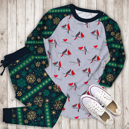 Winter Cardinal Pajama Set |Sleepwear Pjs Sets | Raglan Shirt Pants Set