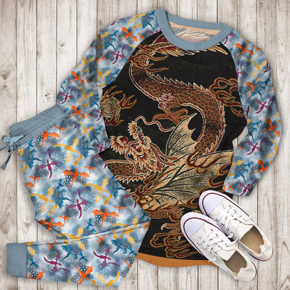 Dragon Pajama Set | Pajamas | Cotton Sleepwear Sets | Soft Long Sleeve Pjs | Raglan Shirt and Pants Set
