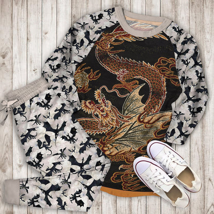 Dragon Pajama Set | Pajamas | Cotton Sleepwear Sets | Soft Long Sleeve Pjs | Raglan Shirt and Pants Set