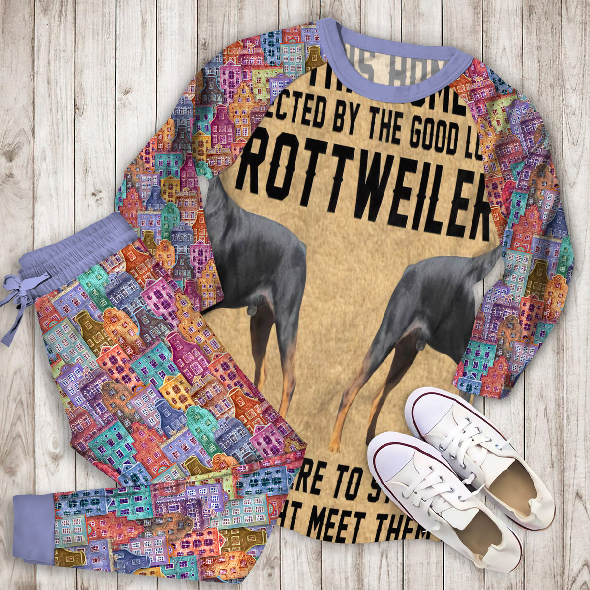 This Home Rottweiler Pajama Set |Sleepwear Pjs Sets | Raglan Shirt Pants Set
