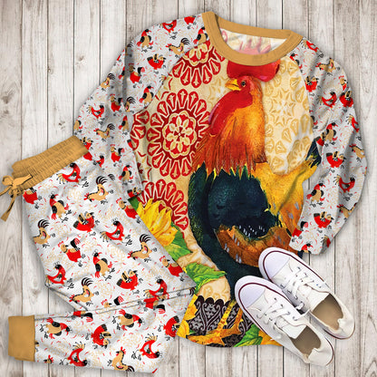 Rooster Pajama Set | Pajamas | Cotton Sleepwear Sets | Soft Long Sleeve Pjs | Raglan Shirt and Pants Set