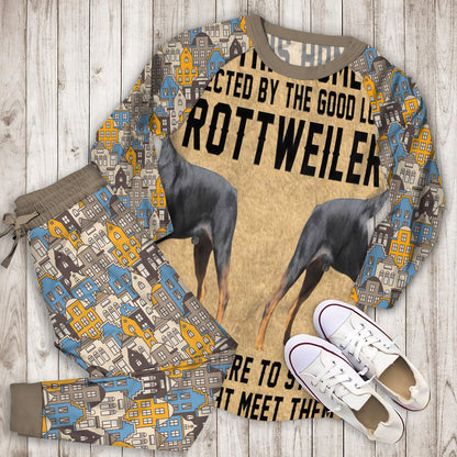 This Home Rottweiler Pajama Set |Sleepwear Pjs Sets | Raglan Shirt Pants Set