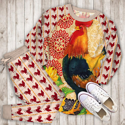 Rooster Pajama Set | Pajamas | Cotton Sleepwear Sets | Soft Long Sleeve Pjs | Raglan Shirt and Pants Set