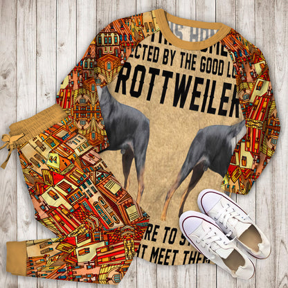 This Home Rottweiler Pajama Set |Sleepwear Pjs Sets | Raglan Shirt Pants Set
