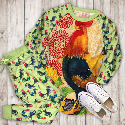 Rooster Pajama Set | Pajamas | Cotton Sleepwear Sets | Soft Long Sleeve Pjs | Raglan Shirt and Pants Set