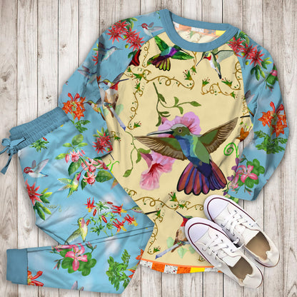 Hummingbird Pajama Set |Sleepwear Pjs Sets | Raglan Shirt Pants Set