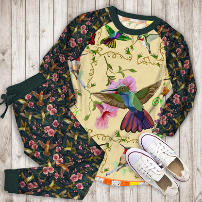 Hummingbird Pajama Set |Sleepwear Pjs Sets | Raglan Shirt Pants Set