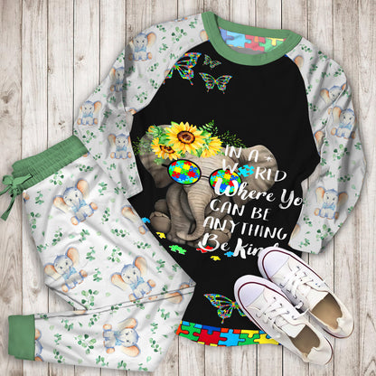 Elephant Autism Pajama Set |Sleepwear Pjs Sets | Raglan Shirt Pants Set