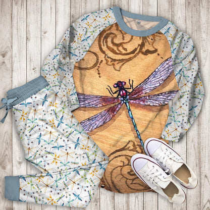 Dragonfly Pajama Set | Pajamas | Cotton Sleepwear Sets | Soft Long Sleeve Pjs | Raglan Shirt and Pants Set
