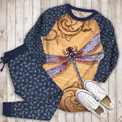 Dragonfly Pajama Set | Pajamas | Cotton Sleepwear Sets | Soft Long Sleeve Pjs | Raglan Shirt and Pants Set