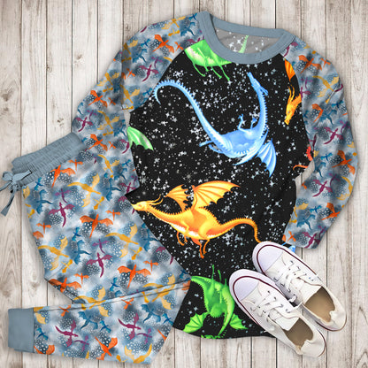 Dragon Pajama Set | Pajamas | Cotton Sleepwear Sets | Soft Long Sleeve Pjs | Raglan Shirt and Pants Set