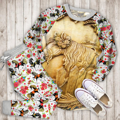 Horse Pajama Set | Pajamas | Cotton Sleepwear Sets | Soft Long Sleeve Pjs | Raglan Shirt and Pants Set