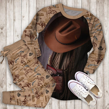 Cowboy Pajama Set |Sleepwear Pjs Sets | Raglan Shirt Pants Set