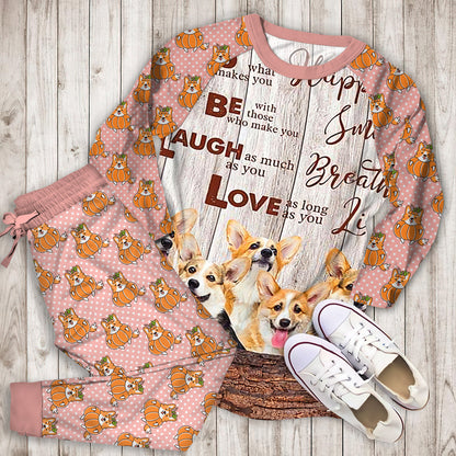 Corgi Dog Pajama Set | Pajamas | Cotton Sleepwear Sets | Soft Long Sleeve Pjs | Raglan Shirt and Pants Set