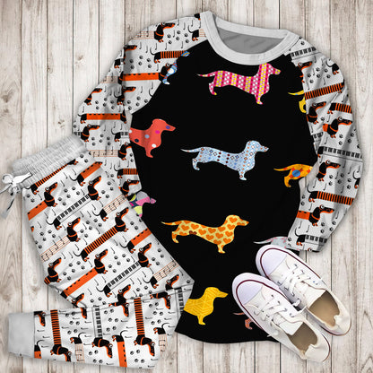 Dachshund Temperance Pajama Set | Pajamas | Cotton Sleepwear Sets | Soft Long Sleeve Pjs | Raglan Shirt and Pants Set