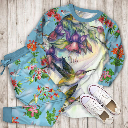 Hummingbird Pajama Set | Pajamas | Cotton Sleepwear Sets | Soft Long Sleeve Pjs | Raglan Shirt and Pants Set