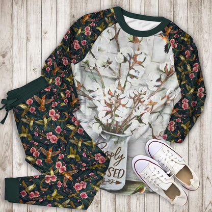 Humming Bird Pajama Set | Pajamas | Cotton Sleepwear Sets | Soft Long Sleeve Pjs | Raglan Shirt and Pants Set