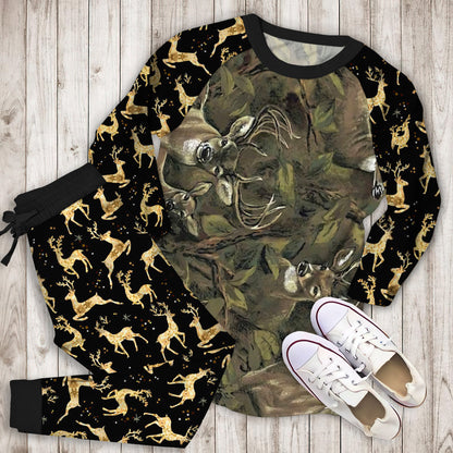 Deer Hunting Pajama Set | Pajamas | Cotton Sleepwear Sets | Soft Long Sleeve Pjs | Raglan Shirt and Pants Set