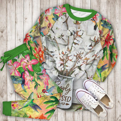 Humming Bird Pajama Set | Pajamas | Cotton Sleepwear Sets | Soft Long Sleeve Pjs | Raglan Shirt and Pants Set