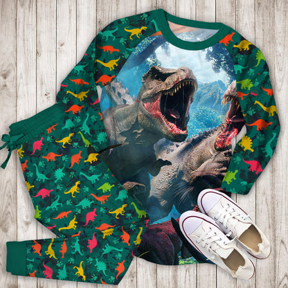 Dinosaur Pajama Set | Pajamas | Cotton Sleepwear Sets | Soft Long Sleeve Pjs | Raglan Shirt and Pants Set