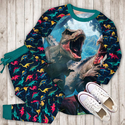 Dinosaur Pajama Set | Pajamas | Cotton Sleepwear Sets | Soft Long Sleeve Pjs | Raglan Shirt and Pants Set