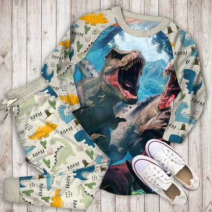 Dinosaur Pajama Set | Pajamas | Cotton Sleepwear Sets | Soft Long Sleeve Pjs | Raglan Shirt and Pants Set