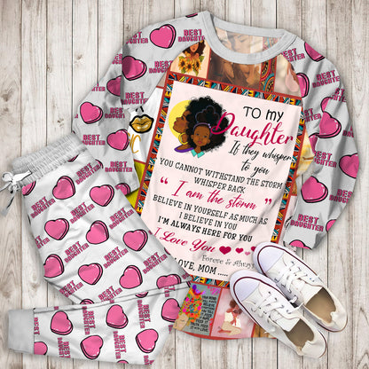To My Daughter Black Girl Magic Pajama Set |Sleepwear Pjs Sets | Raglan Shirt Pants Set