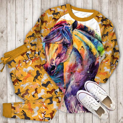 Horse Pajama Set | Pajamas | Cotton Sleepwear Sets | Soft Long Sleeve Pjs | Raglan Shirt and Pants Set