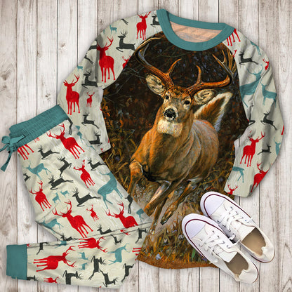 Deer Pajama Set | Pajamas | Cotton Sleepwear Sets | Soft Long Sleeve Pjs | Raglan Shirt and Pants Set
