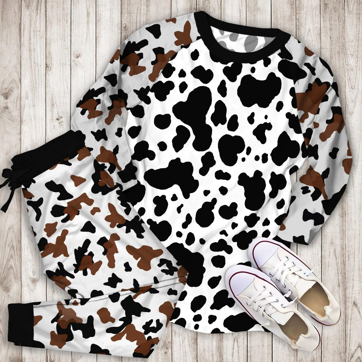 Cow Pajama Set | Pajamas | Cotton Sleepwear Sets | Soft Long Sleeve Pjs | Raglan Shirt and Pants Set
