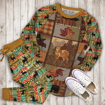Hunting Pajama Set | Pajamas | Cotton Sleepwear Sets | Soft Long Sleeve Pjs | Raglan Shirt and Pants Set
