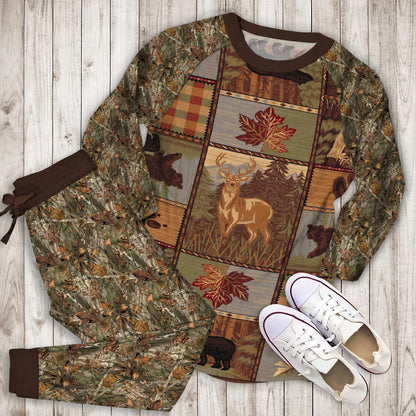 Hunting Pajama Set | Pajamas | Cotton Sleepwear Sets | Soft Long Sleeve Pjs | Raglan Shirt and Pants Set