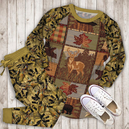 Hunting Pajama Set | Pajamas | Cotton Sleepwear Sets | Soft Long Sleeve Pjs | Raglan Shirt and Pants Set