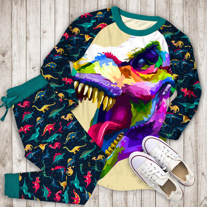 Digital Dinosaur Pajama Set | Pajamas | Cotton Sleepwear Sets | Soft Long Sleeve Pjs | Raglan Shirt and Pants Set