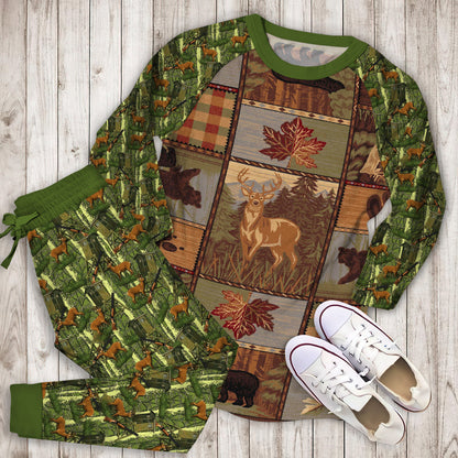 Hunting Pajama Set | Pajamas | Cotton Sleepwear Sets | Soft Long Sleeve Pjs | Raglan Shirt and Pants Set