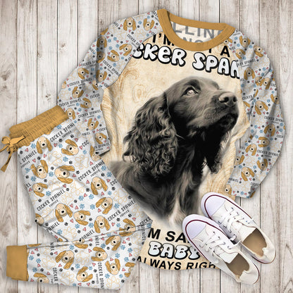 Cocker Spaniel Vintage Pajama Set |Sleepwear Pjs Sets | Raglan Shirt Pants Set