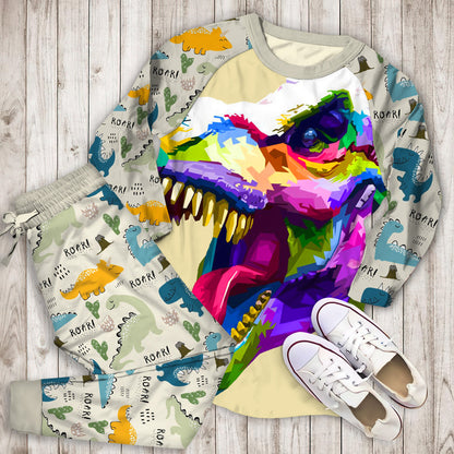 Digital Dinosaur Pajama Set | Pajamas | Cotton Sleepwear Sets | Soft Long Sleeve Pjs | Raglan Shirt and Pants Set
