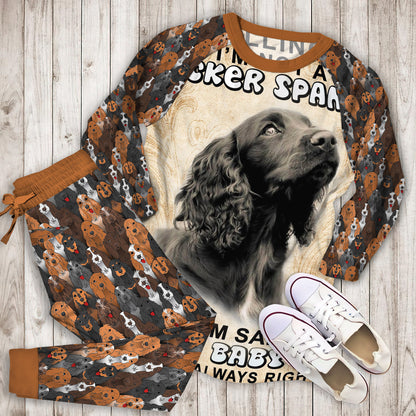 Cocker Spaniel Vintage Pajama Set |Sleepwear Pjs Sets | Raglan Shirt Pants Set